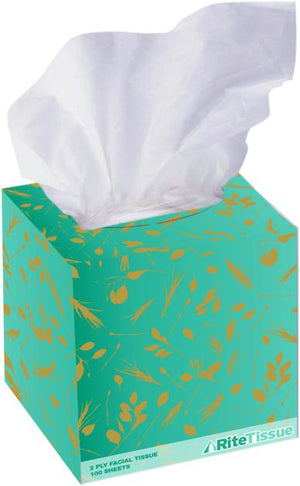 RiteTissue - 7.48" X 7.87" 2 Ply Facial Tissue Cube Box, 36 Bx/Cs - FT200