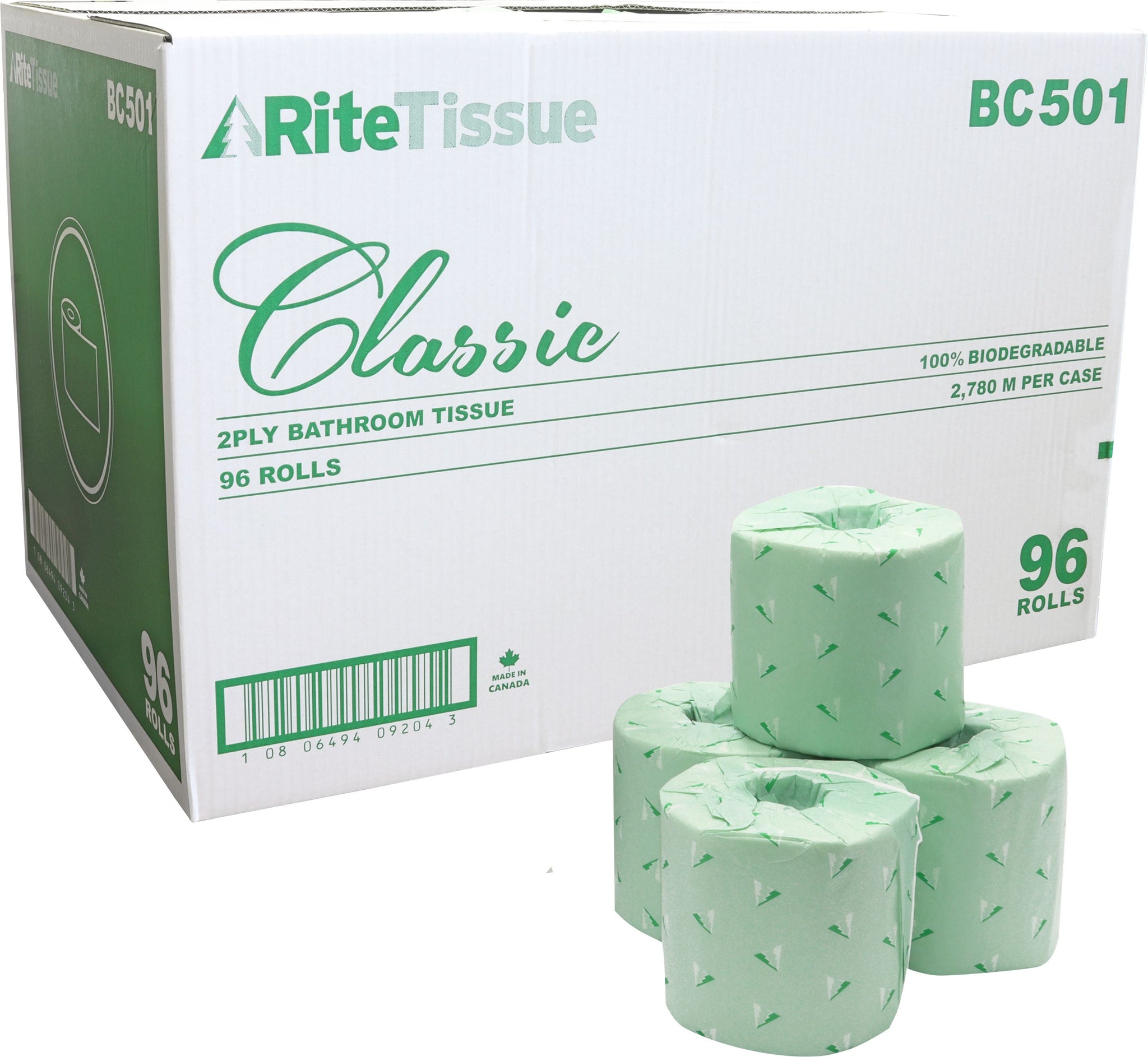 RiteTissue - Classic 2 Ply Toilet Tissue, Pack of 96 - BC501