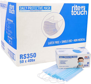 RiteTouch - 3-ply Blue Ear Loop Face Mask, 50/bx - 350