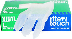 RiteTouch - Large Powder-Free Vinyl Gloves, 100/bx - GVP100L