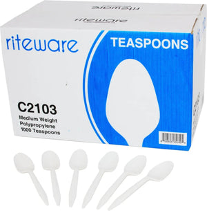 RiteWare - White Medium Weight Individually Wrapped Tea Spoon, Pack of 1000 - RWC2103W