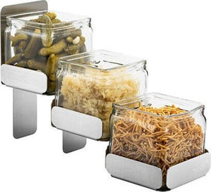 Rosseto - 24 Oz Clear Glass Square Jars, Pack of 3 - GLS024