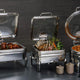 Rosseto - 6.34 Qt De Luxe Round Stainless Steel Chafing Dish with Glass Lid, Frame, Burner Holder & Induction Option - CP403F