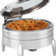 Rosseto - 6.34 Qt De Luxe Round Stainless Steel Chafing Dish with Glass Lid, Frame, Burner Holder & Induction Option - CP403F