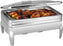 Rosseto - 9.5 Qt De Luxe Rectangle Stainless Steel Chafing Dish with Glass Lid, Frame, Burner Holder & Induction Option - CP401F