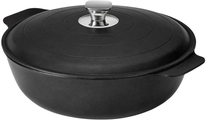 Rosseto - Cooklite™ 9.5 Qt Cast Aluminum Coated Black Casserole with Lid - CW095BK