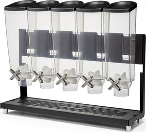 Rosseto - EZ-PRO™ 1.3 Gal 5-Container Black Matte Tabletop Dispenser with Removable Catch Tray - EZ577