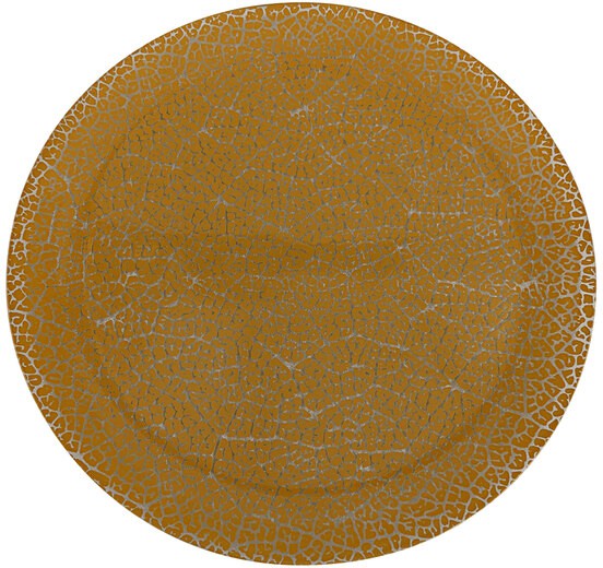 Rosseto - Foglia 13″ Round Mustard Handmade Glass Platter, Pack of 2 - GLS038M