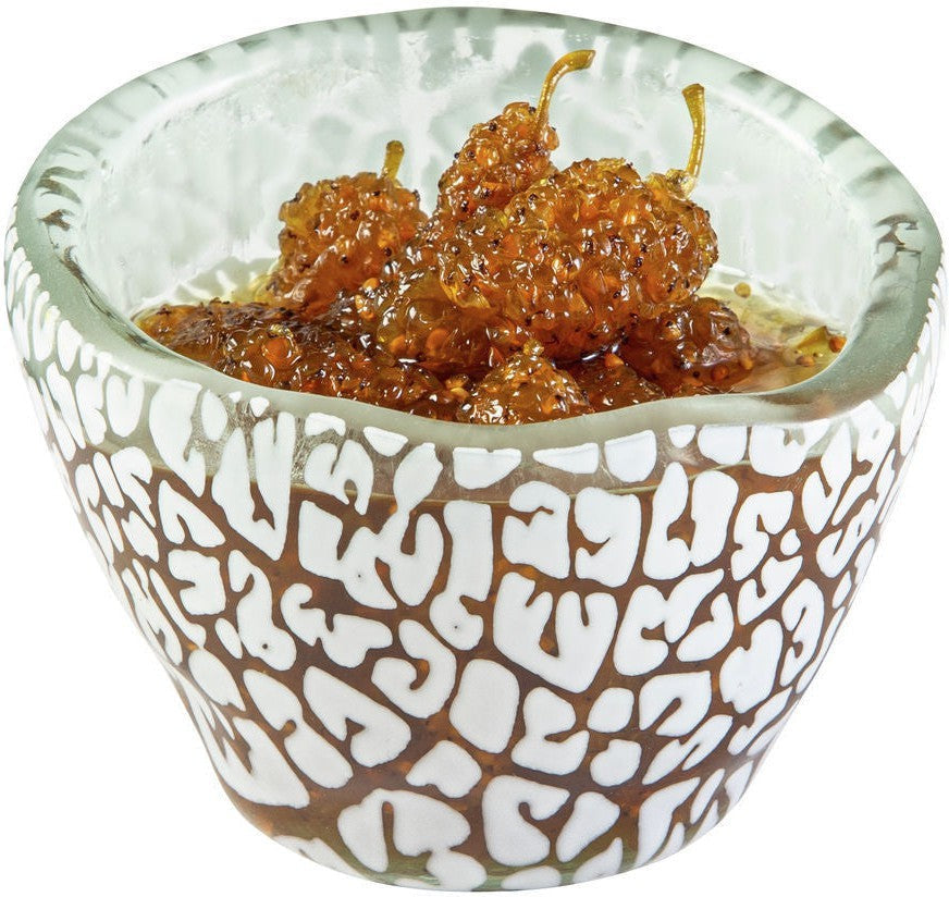 Rosseto - Foglia 3.37" Mini Round White Deep Narrow Handmade Glass Bowl, Pack of 12 - GLS052W