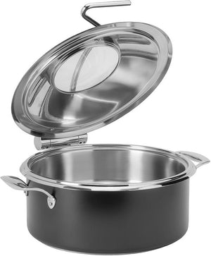 Rosseto - Home Style 4.75 QT Black Chafing Pot with Soft Closing Lid & Food Pan - CP101