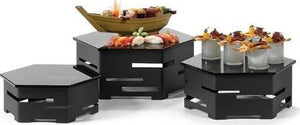 Rosseto - Honeycomb 14" Small Steel Black Matte Hexagon Buffet Riser - SM133