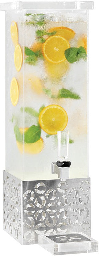 Rosseto - Iris 1 Gal Rectangle Stainless Steel & Acrylic Beverage Dispenser with Stamped Base - LD160