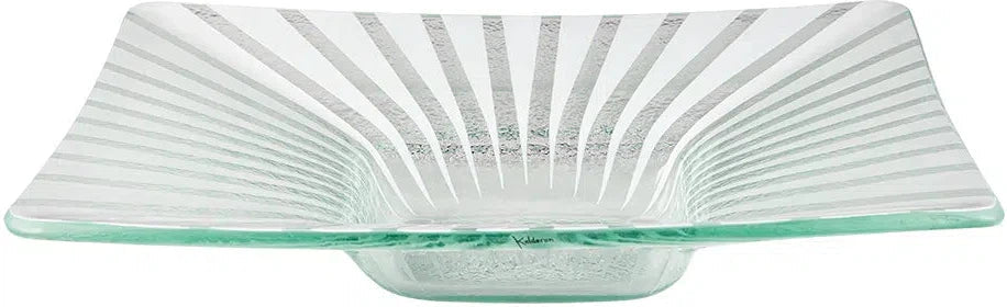 Rosseto - Kalderon Stelo 14″ Square White Wide Rim Handmade Glass Bowl, Pack of 2 - GLS031W