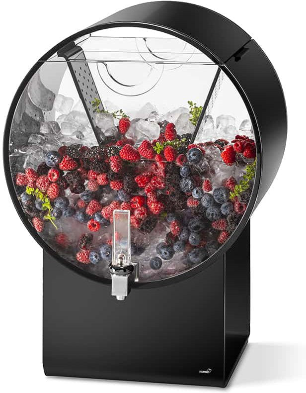 Rosseto - Lucid 5 Gal Black Acrylic Barrel Infuser Beverage Dispenser with Infusion Chamber - LD183