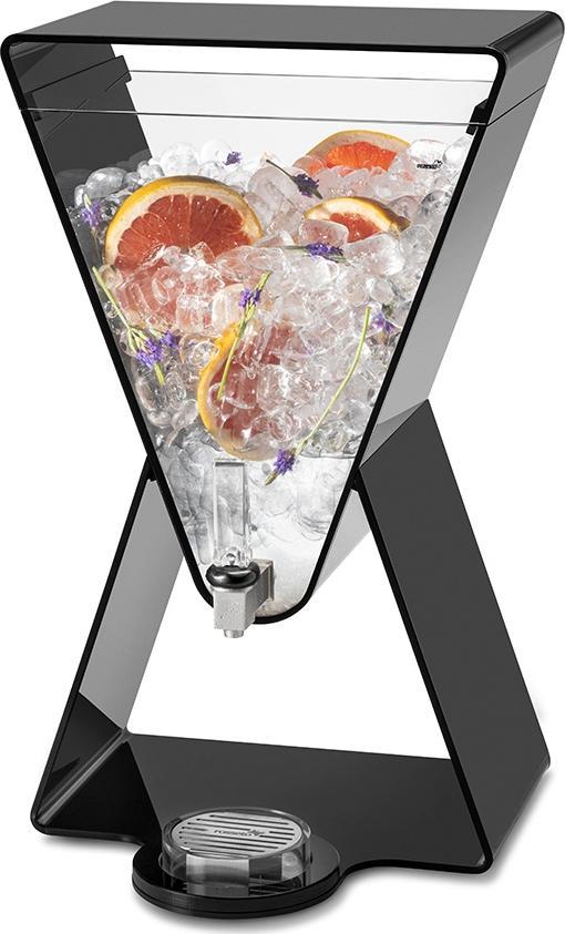 Rosseto - Lucid Prism 3 Gal Black Acrylic Prism Beverage Dispenser with Drip Tray - LD185