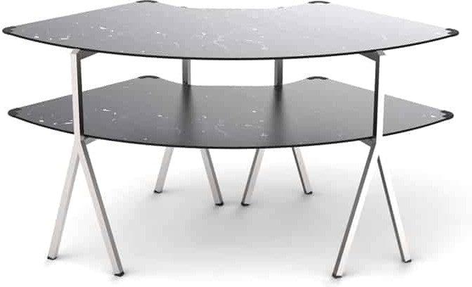 Rosseto - Modulite® 2 level Kit Black Marble 2 Qt Round Table Top with Stainless Steel Legs - MT-2008BMS