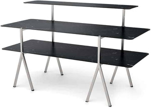 Rosseto - Modulite® 3 Level Kit, Black Marble 2 Table Top, and 1 Shelf with Stainless Steel Legs - MT-3004BMS