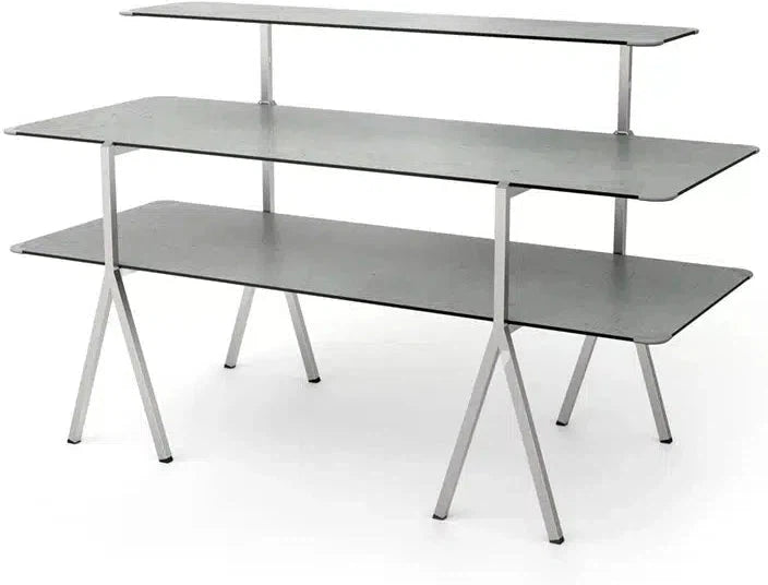 Rosseto - Modulite® 3 Level Kit, Concrete Gray 2 Table Top, and 1 Shelf with Stainless Steel Legs - MT-3003CGS