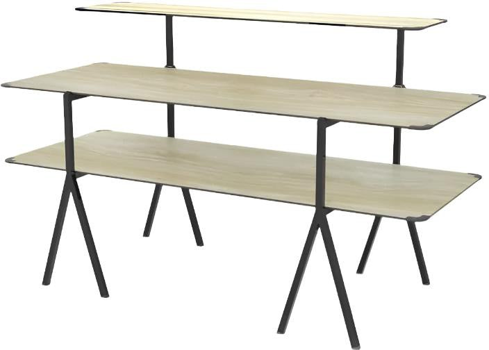 Rosseto - Modulite® 3 Level Kit, Natural 2 Table Top, and 1 Shelf with Black Legs - MT-3002NWB