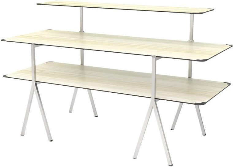 Rosseto - Modulite® 3 Level Kit, Natural 2 Table Top, and 1 Shelf with Stainless Steel Legs - MT-3002NWS