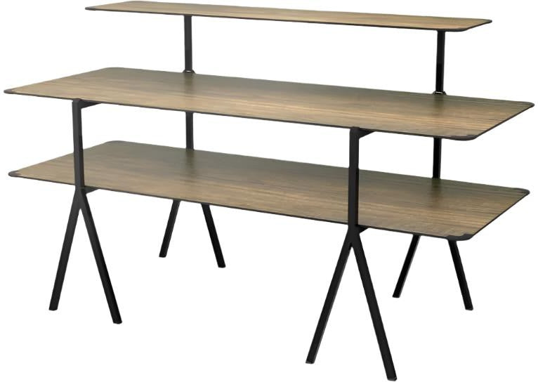 Rosseto - Modulite® 3 Level Kit, Walnut 2 Table Top, and 1 Shelf with Black Legs - MT-3001WB