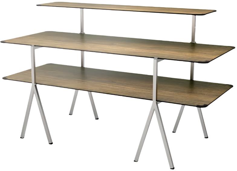 Rosseto - Modulite® 3 Level Kit, Walnut 2 Table Top, and 1 Shelf with Stainless Steel Legs - MT-3001WS