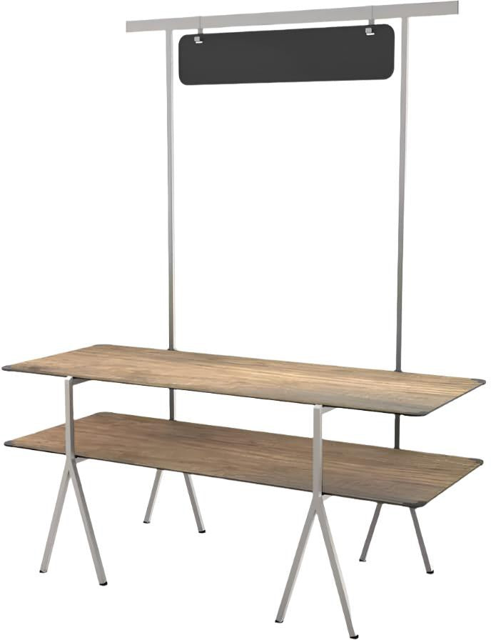 Rosseto - Modulite™ 2 Level Kit Walnut 2 Table Top & Chalkboard Stainless Steel Display Frame with Legs - MT-2001WS