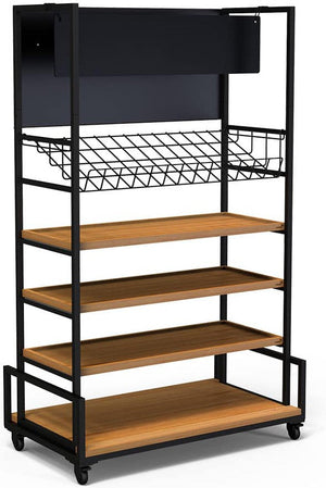 Rosseto - Modulite™ Cart Kit 3 Bamboo Shelves & Wire Shelf with Top Sign - MC-Basic