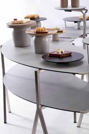 Rosseto - Modulite™2 level Kit Concrete Gray 2 Qt Round Table Top with Stainless Steel Legs - MT-2007CGS