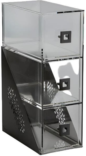 Rosseto - Mosaic Matte Black Acrylic Narrow Three-Tier Bakery Display Case - BD143