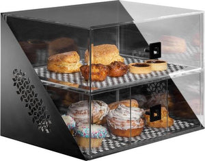 Rosseto - Mosaic Matte Black Acrylic Wide Two-Tier Bakery Display Case - BD144