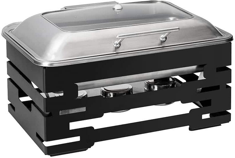 Rosseto - Multi-Chef™ 10” Black Chafer with Soft Closing Lid 3 Fuel Holders & Reversible Burner Stand - SK062