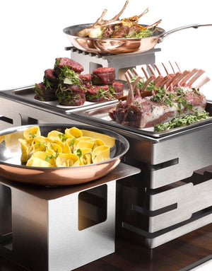 Rosseto - Multi-Chef™ 10" Black Matte Warmer with 3 Fuel Holders & Reversible Burner Stand - SM195