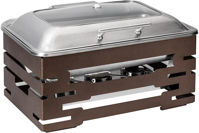 Rosseto - Multi-Chef™ 10” Bronze Chafer with Soft Closing Lid, 3 Fuel Holders & Reversible Burner Stand - SK063