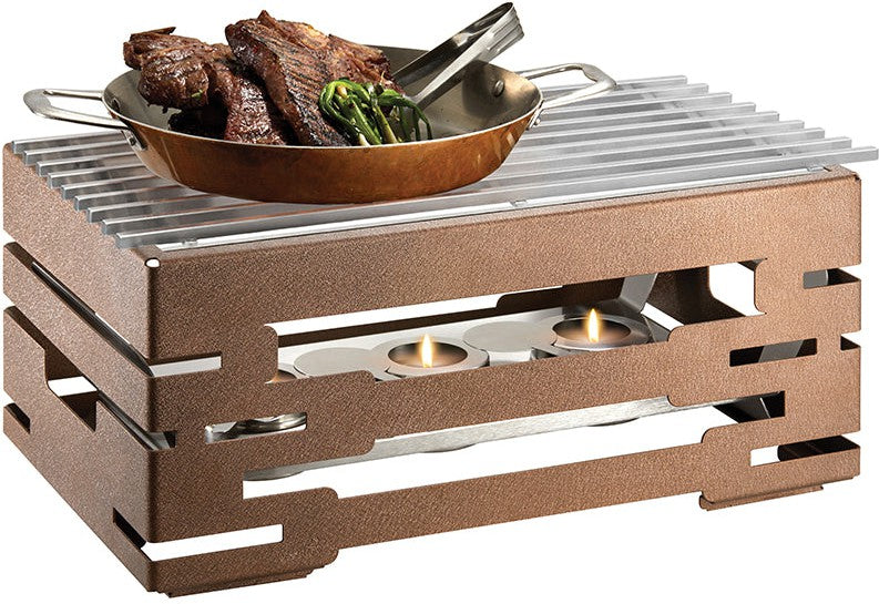 Rosseto - Multi-Chef™ 10" Bronze Warmer kit with 3 Fuel Holders and Reversible Burner Stand & Grill - SK052