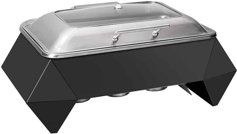 Rosseto - Multi-Chef™ 10” Diamond Black Chafer with Soft Closing Lid, 3 Fuel Holders & Reversible Burner Stand - SK059