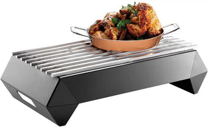 Rosseto - Multi-Chef™ 7" Diamond Black Matte Warmer Kit with Grill, 3 Fuel Holders & Reversible Burner Stand - SK047