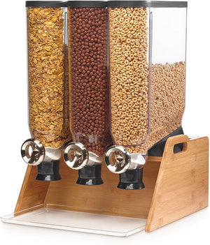 Rosseto - PRO-BULK™ 3.5 Gal 3-Container Tabletop Dispenser with Bamboo Stand and Tray - DS102