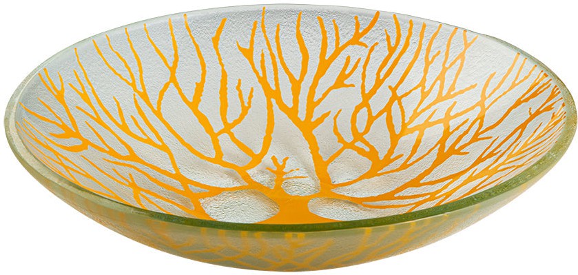 Rosseto - Radici 14″ Round Mustard Handmade Glass Bowl - GLS046M