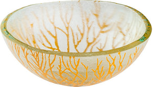 Rosseto - Radici 8″ Round Mustard Handmade Glass Bowl, Pack of 3 - GLS048M