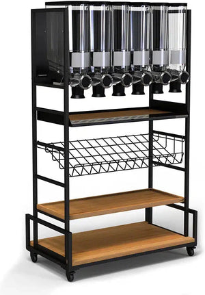 Rosseto - Shelving Cart Kit with Bamboo Shelves, Wire Shelf & 6 Dispensers - MC-PB6