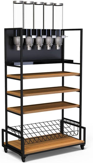 Rosseto - Shelving Cart Kit with Bamboo Shelves, Wire Shelf, and 5 Dispensers - MC-EZS5