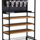 Rosseto - Shelving Cart Kit with Bamboo Shelves, Wire Shelf, and 5 Dispensers - MC-EZS5