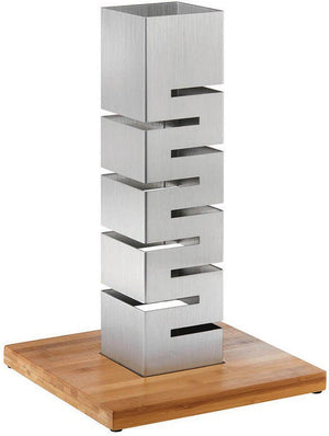 Rosseto - Skycap 22.5” Stainless Steel Tall Column Multi-Level Riser with Bamboo Base - SM162