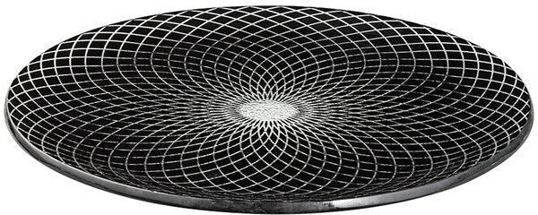 Rosseto - Spiro 13″ Round Black Handmade Glass Platter, Pack of 2 - GLS037B