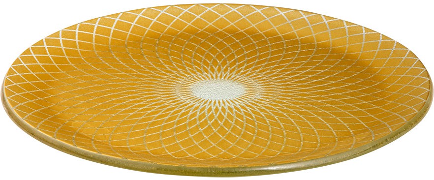 Rosseto - Spiro 13″ Round Gold Handmade Glass Platter, Pack of 2 - GLS037G