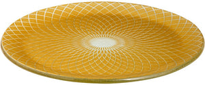 Rosseto - Spiro 13″ Round Gold Handmade Glass Platter, Pack of 2 - GLS037G