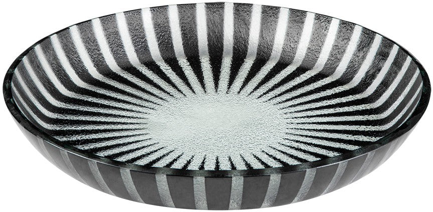 Rosseto - Stelo 14″ Round Black Shallow Handmade Glass Bowl, Pack of 2 - GLS042B