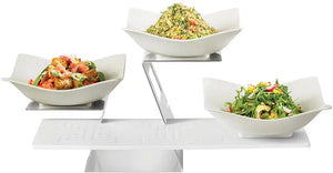 Rosseto - Swan 5 PC Stainless Steel Riser with White Melamine Riser Shelf and 3 Forme' Melamine Bowl - SK048