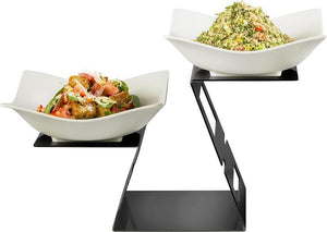 Rosseto - Swan Black Matte Multi-Level Riser with Two Large Square Melamine Bowl - SM340